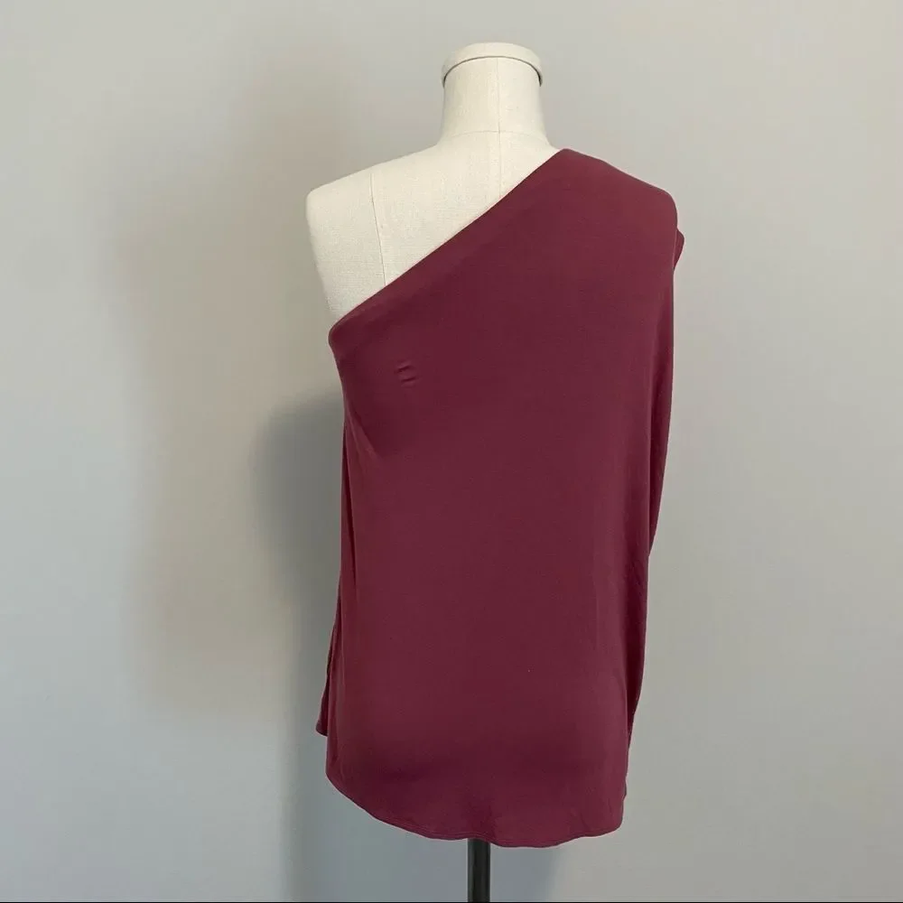 Aritzia Babaton Taddeo One Shoulder Tank Top Dark Mauve - Picture 8 of 13